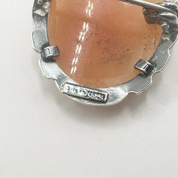 Cameo Sterling Silver Brooch Pin Victorian Ladies Head Profile Vintage Jewelry - Picture 4 of 12